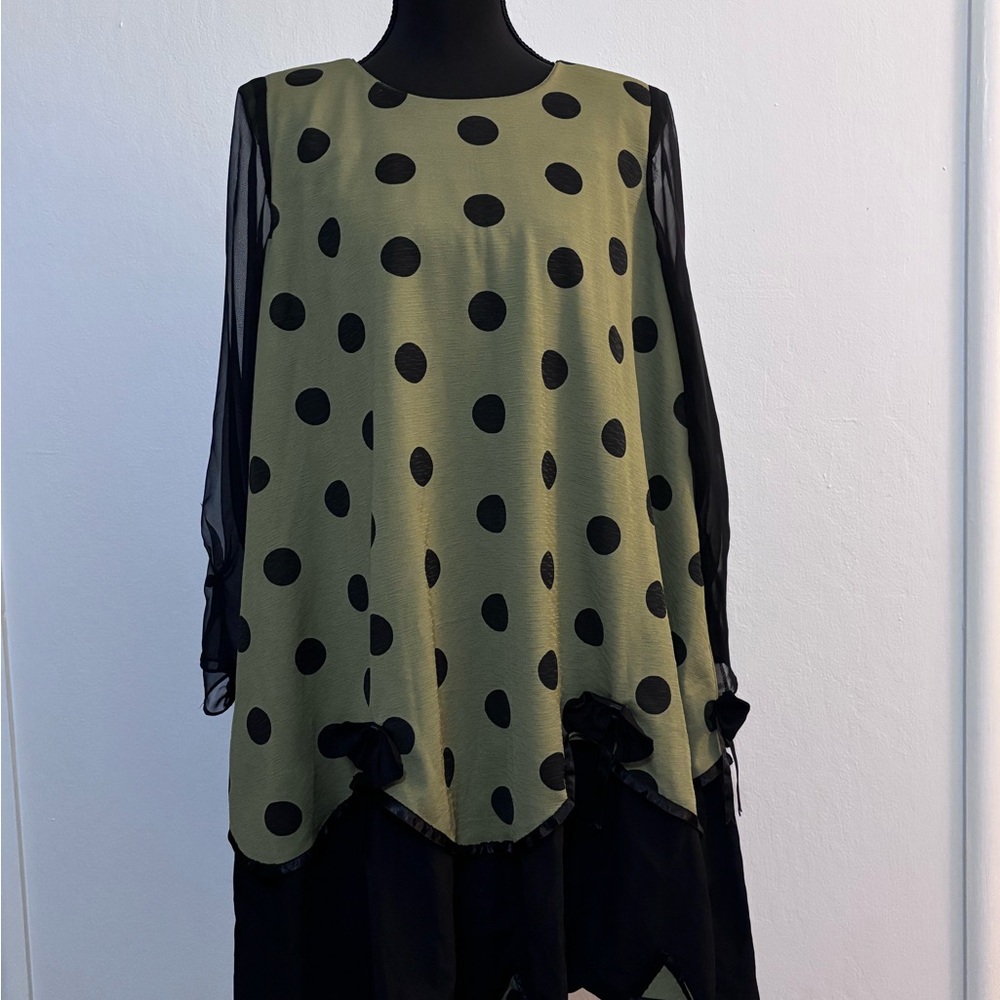 Statement and Unique Polka Dot Long Sleeve Tent Dress